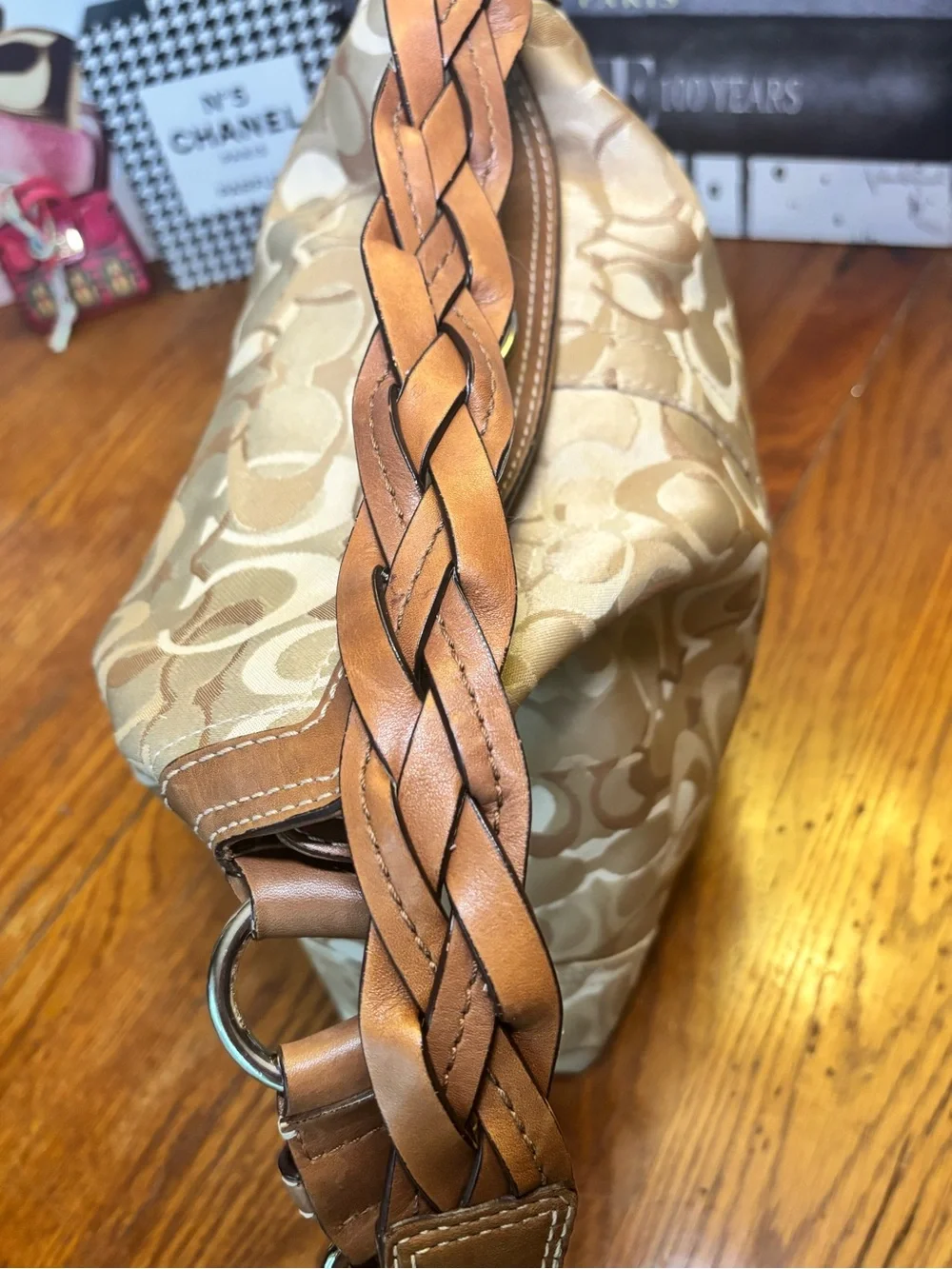 Y2K Coach Chelsea Optic Signature Hobo Bag #10991 Tan Brown